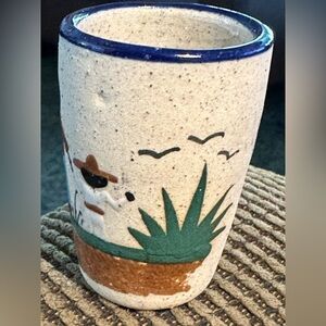 MEXICAN vintage sandstone vase signed